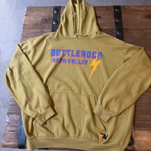 Aviator Nation Gold Hoodie with Blue and Orange Accents